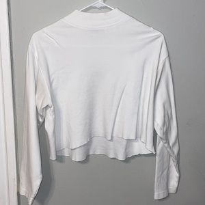 White long sleeve turtle neck crop top